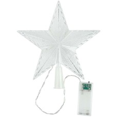 Верхушка на ёлку "Звездочка", 20 см, 10 LED, 2 режима, теплый желтый свет, от  батареек. НУ-2593