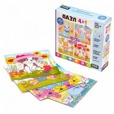Пазлы 4в1 "В цветочном мире" 4*6*9*12 элементов Baby Games 07878