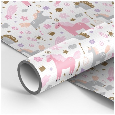 Упаковочная бумага глянц. 70*100см, MESHU "Unicorns", 90г/м2 325760