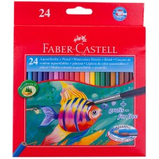 Карандаши акварельные Faber-Castell "Рыбки", 24цв+кисть, картон, европодвес 119437