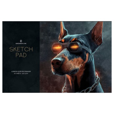 Альбом для рисования 40л., А4, на скрепке Greenwich Line "Black Dog", 120г/м2 367542