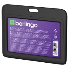Бейдж горизонтальный Berlingo "ID 200", 85*55мм, черный, без держателя, крышка-слайдер 371988