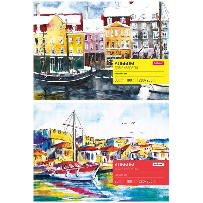Альбом для акварели 30л. А4, ArtSpace, на склейке, блок рис.бум., 180г/м2 Спейс 152925