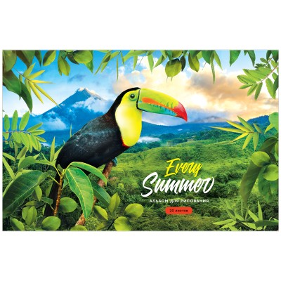 Альбом для рисования 20л., А4, на скрепке ArtSpace "Путешествия. Birds in the jungle" 311556