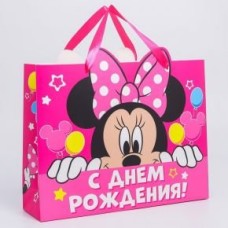 Пакет подарочный "С днем рождения!", Минни Маус, 40х31х11,5 см   7153517
