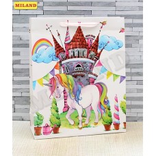 Пакет подарочный Dream Cards с мат лам 26.4х32.7х13.6 Радужный единорог плотность 210 гр ПКП-1401