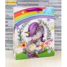 Пакет подарочный Dream Cards мат лам 26.4х32.7х13.6 Очаровательный единорожек плотность 210 ПКП-1403