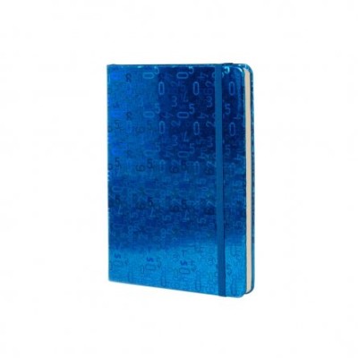Записная книжка, А6, Alingar, 7БЦ, ПВХ (голография), на резинке, клетка, 96 л., "Цифры", синий AL9299
