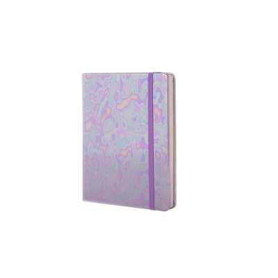 Записная книжка, А7, Alingar, 7БЦ, ПВХ (голография), на резинке, клетка, 96 л., "Разводы", сиреневый AL9289