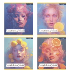 Тетрадь 48л., А5, клетка, Alingar "Аesthetic", скрепка, мелованный картон (стандарт), блок офсет AL12052