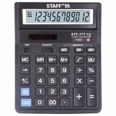 Калькулятор настольный STAFF STF-777, 12 разрядов, двойное питание, 210x165 мм, ЧЕРНЫЙ 250458