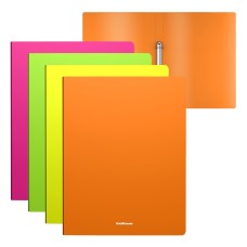 Папка на 2 кольцах пластиковая ErichKrause Matt Neon, 24мм, A4, ассорти 49973