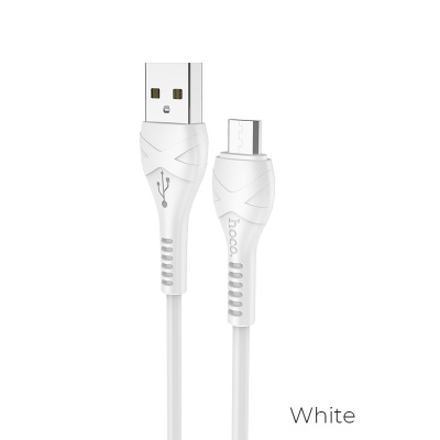 Кабель USB - микро HOCO X37 Cool power, 1.0м, круглый, 2.1A, силикон, цвет: белый