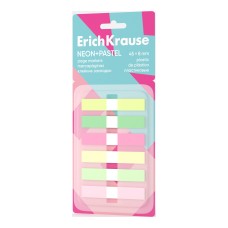 Клейкие закладки пластиковые ErichKrause Neon+Pastel, 45х8 мм, 120 листов, 6 цветов 63666
