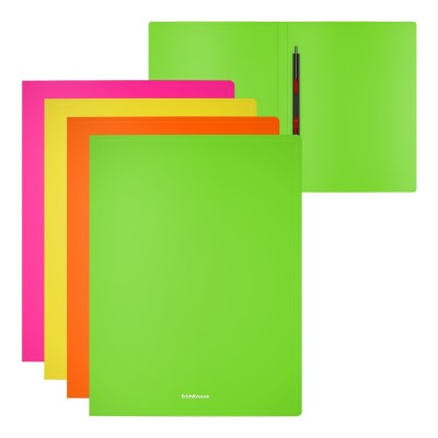 Папка-скоросшиватель пластиковая с пружинным механизмом ErichKrause Matt Neon, A4, ассорти 1шт 50131