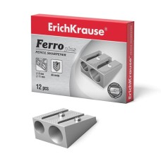 Точилка металлическая ErichKrause Ferro, двойная, серебряная 7075