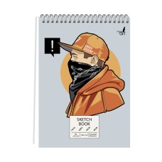 Скетчбук А5, 50л. Евроспираль по короткой стороне. Твердая обл, микротекстурирование, глянцевая ламинация. Бум. оф.120г/м2. SKETCHBOOK. Street style ТСМ5504871