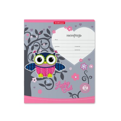 Тетрадь 12л линейка мелов "Lucky Owl" ERICH KRAUSE 42558 022624