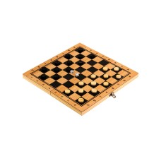 Шашки деревянные (фигуры пластик) (29х14,5 см) в пакете (Арт. ИН-0319) ИН-0319