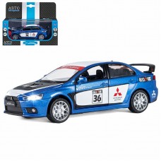 ТМ "Автопанорама" Машинка металлическая1:32  Mitsubishi Lancer Evolution, синий, откр. двери, капот и  багажник, свет, звук, инерция, в/к 17,5*13,5*9 см JB1251472