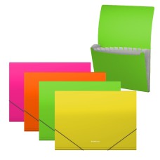 Папка-картотека пластиковая ErichKrause® Matt Neon, с 12 отделениями, A4, ассорти 50428