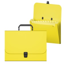Портфель пластиковый ErichKrause® Matt Neon, с 12 отделениями, A4, желтый 50463