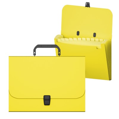 Портфель пластиковый ErichKrause® Matt Neon, с 12 отделениями, A4, желтый 50463