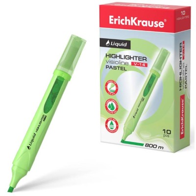 Текстмаркер с жидкими чернилами ErichKrause Visioline V-14 Liquid Pastel цвет чернил зеленый 56024