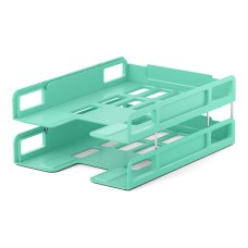 Набор из 2 пластиковых лотков-трансформеров для бумаг ErichKrause Techno Pastel Bloom зеленый 61485