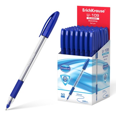 Ручка шариковая ErichKrause® U-109 Classic Stick&Grip 1.0, Ultra Glide Technology, цвет чернил синий 47574