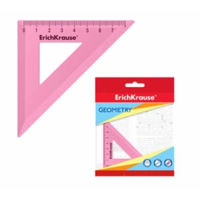 Угольник пластиковый ErichKrause Pastel 45°/7см розовый 57869