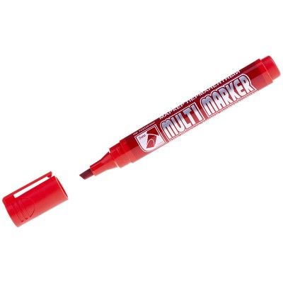 Маркер перманентный Crown "Multi Marker Chisel" красный, скошенный, 5мм Crown 207893