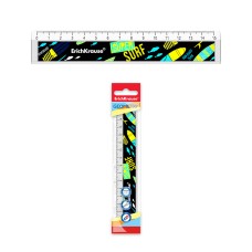 Линейка с выемкой пластиковая ErichKrause® Surf Team, 15см, во флоупаке 55430