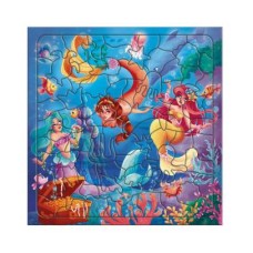 Пазл фигурный на подложке. 80 деталей. Русалочки. 30х30,5 см. ГЕОДОМ