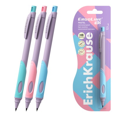 Карандаш механический ErichKrause ErgoLine® Kids Pastel 2.0 мм, с точилкой, НВ 63834