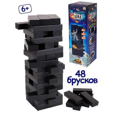 Игра "Башня.Высотка DARK"высота 24см,размер бруска:15*25*75 мм,48 эл.,в коробке(Арт.ИН-9653)