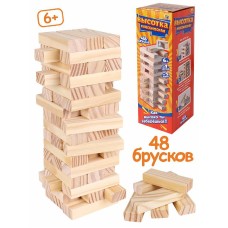 Игра "Башня.Высотка классическая"высота 24см,размер бруска:15*25*75 мм,48 эл.,в коробке(Арт.ИН-9650)