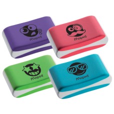 Ластик MAPED (Франция) "Essentials Soft Color", 33,5х21,5х9,9мм, цветной, ассорти, эргономичный, синтетический каучук, 112922, 112921